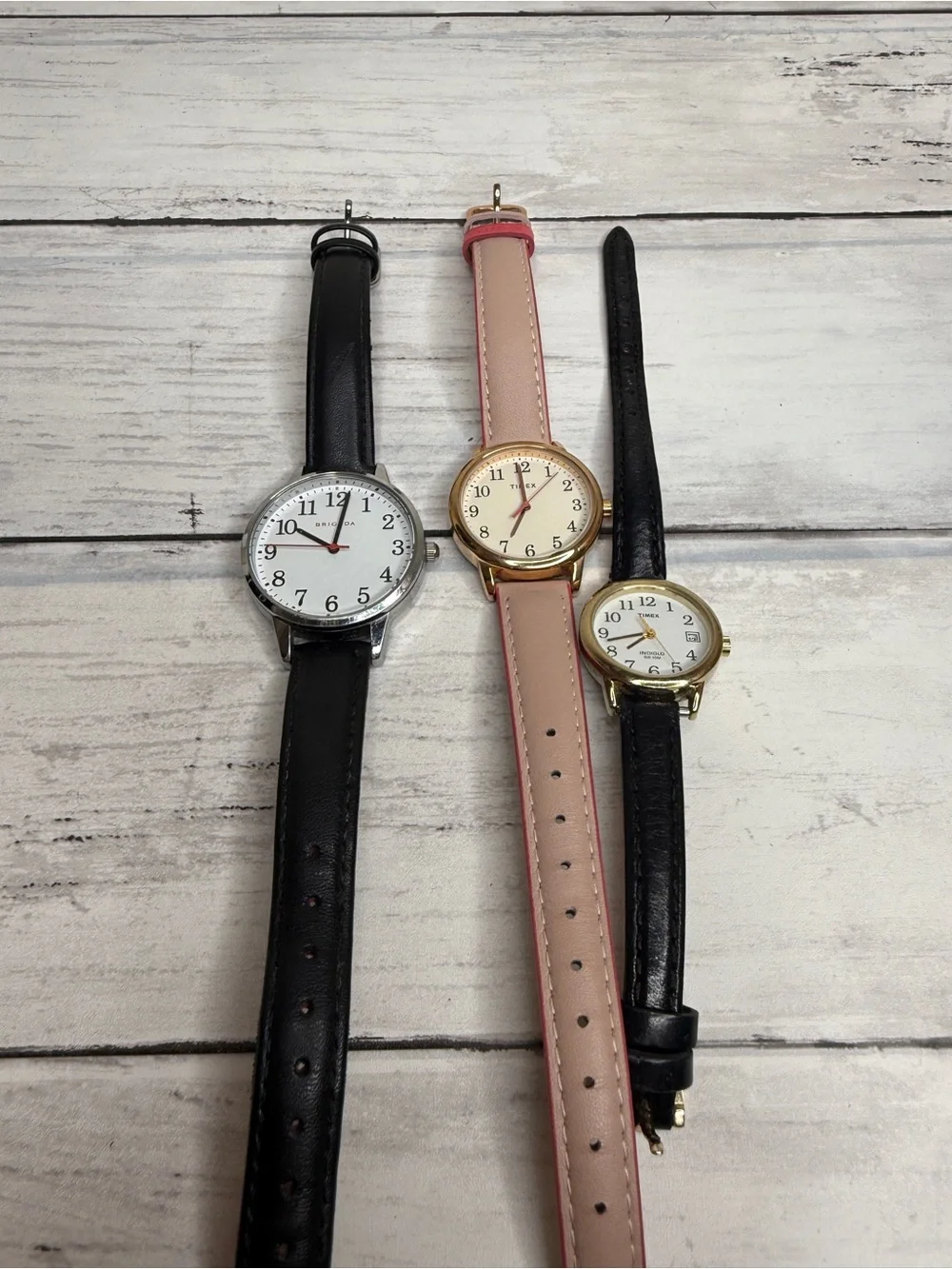 Timex Women's Watches Trio — Black and Pink Leather Straps